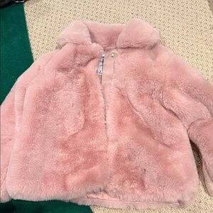 Mayoral Soft Pink Faux Fur Kids Puffer Jacket